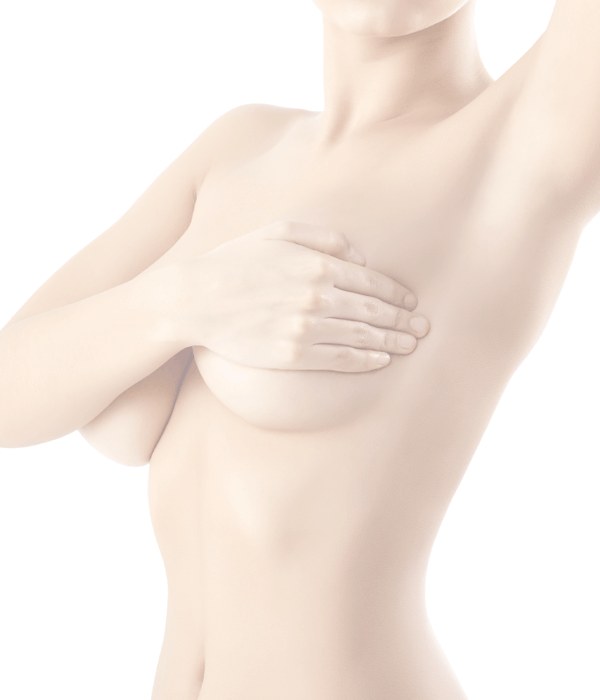 Woman covering breast with arm