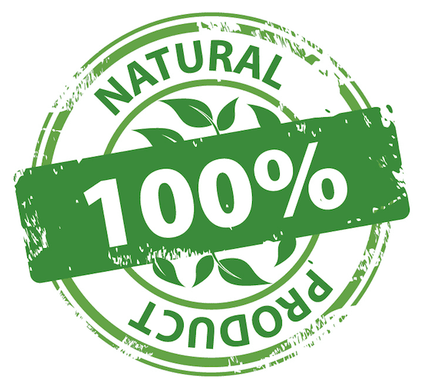 100% natural product sign