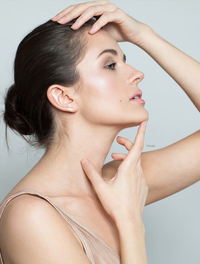 Woman with her arm raised