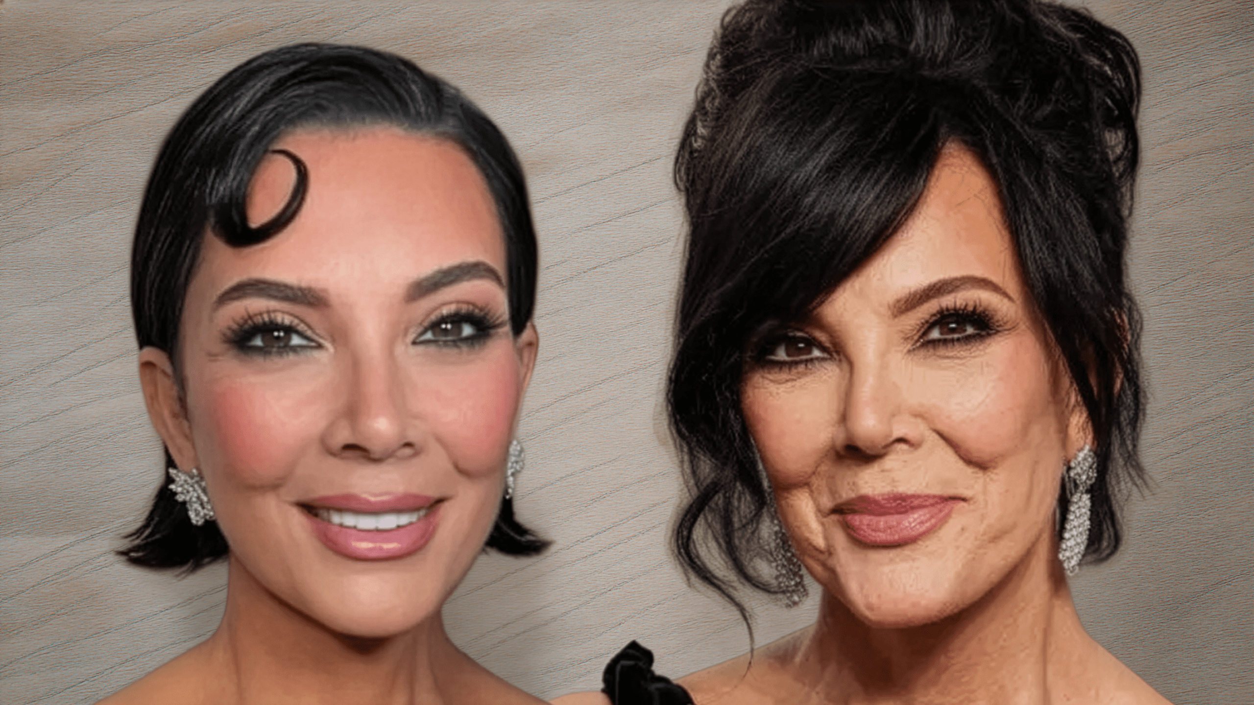 Kris Jenner facelift before and after color comparison reviewed by Dr. Frank Agullo, MD, FACS, double board-certified plastic surgeon at Southwest Plastic Surgery in El Paso, Texas