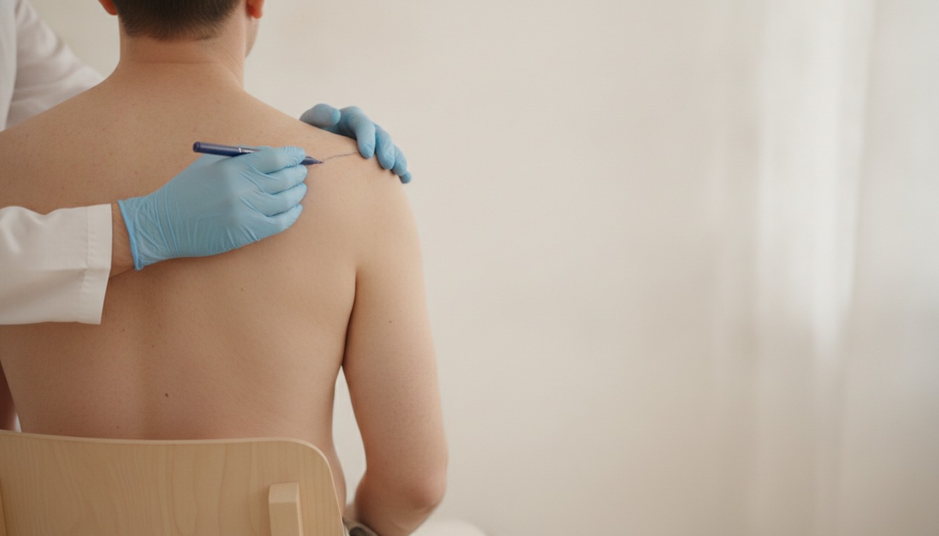 Trapezius implant removal consultation with Frank Agullo, MD, FACS, in El Paso, Texas.